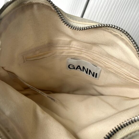 GANNI White Black Leather Knot Mini Shoulder Crossbody Bag - Picture 6 of 16